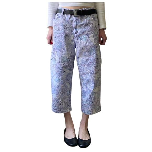 GLORIA VANDERBILT Purple Paisley Capri Jeans Sz 12 Stretch Denim Casual Cropped - Picture 2 of 12